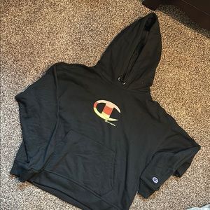 Champion Black Hoodie with Logo